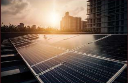 Rooftop solar panel array serving the common areas